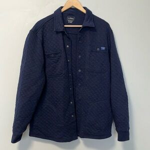 L.L. Bean Navy Blue Quilted Cotton Shirt Jacket